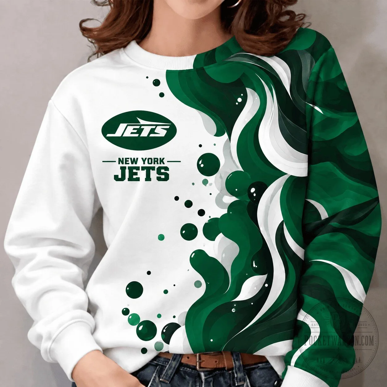 New York Jets NFL Team Color Vibrant Tide Series Sweatshirt