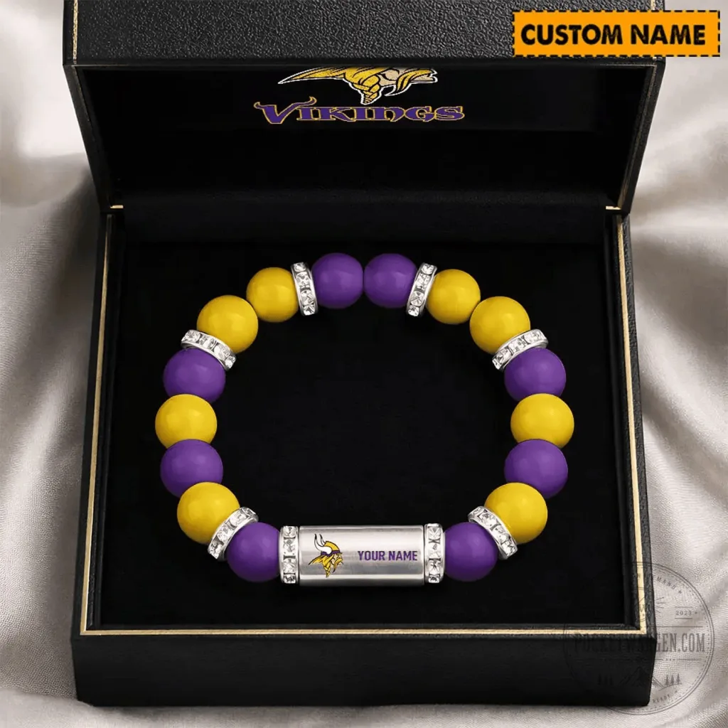 Minnesota Vikings Personalized Lucky Energy Beaded Bracelet for Football Fans Minnesota Vikings Personalized Lucky Energy Beaded Bracelet for Football Fans