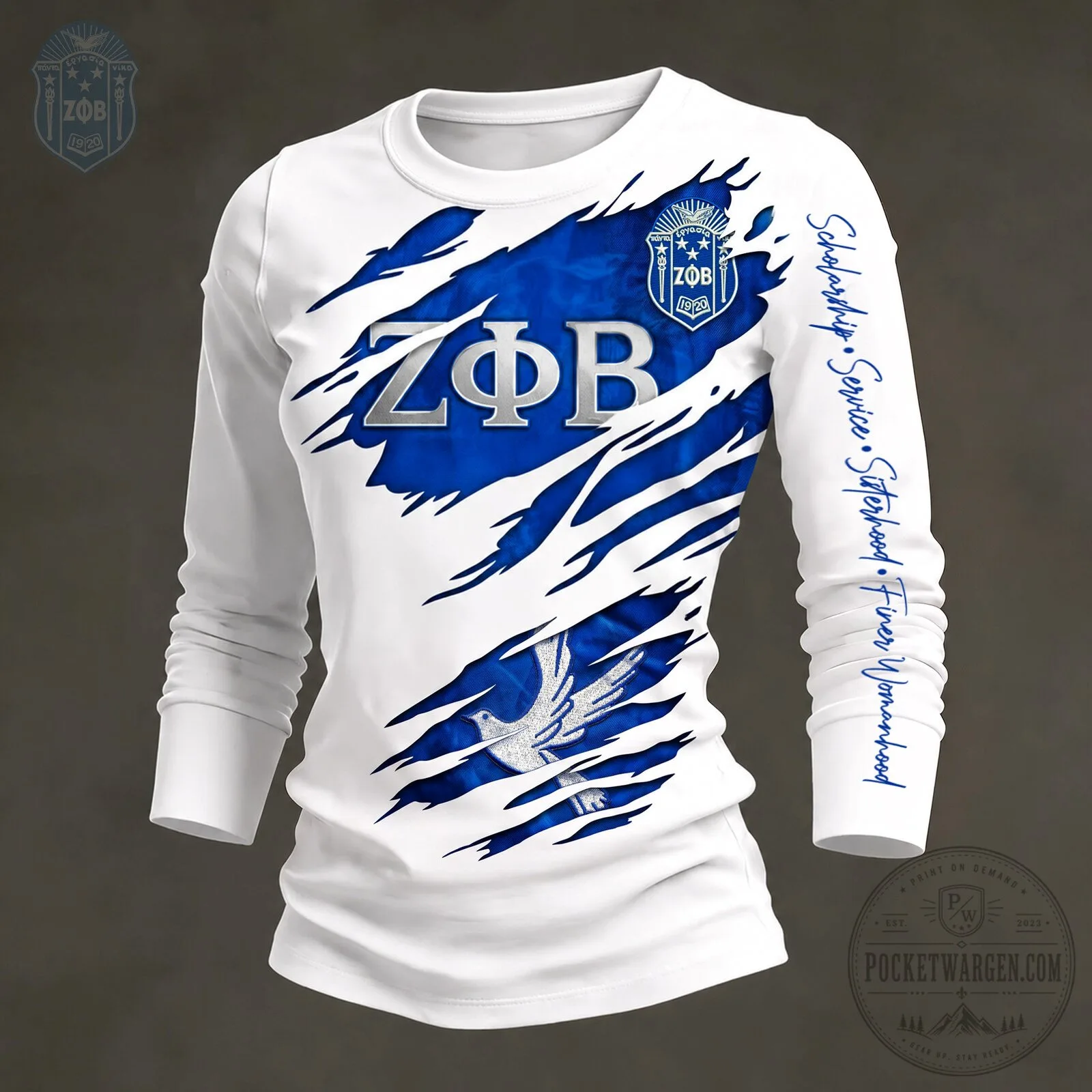 Zeta Phi Beta Sorority Incorporated Ripped Style Long Sleeve T-Shirt