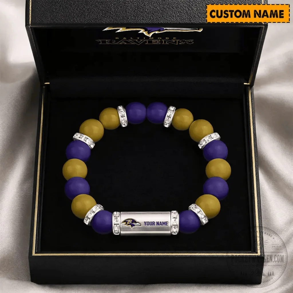 Baltimore Ravens Custom Name Beaded Bracelet NFL Football Team Jewelry Baltimore Ravens Custom Name Beaded Bracelet NFL Football Team Jewelry