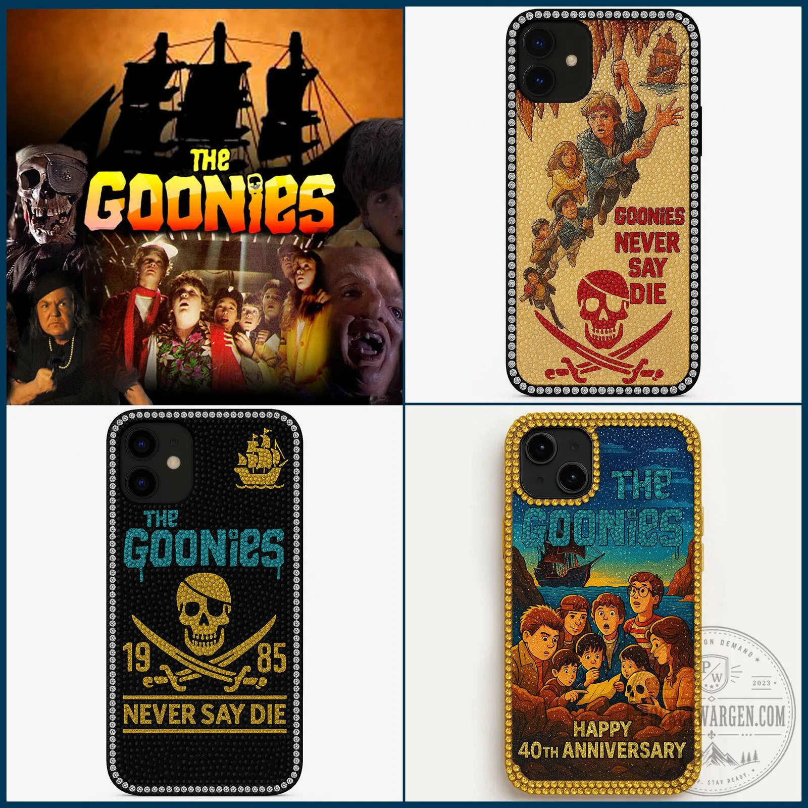 The Goonies Never Say Die Movie Poster Rhinestone Phone Case
