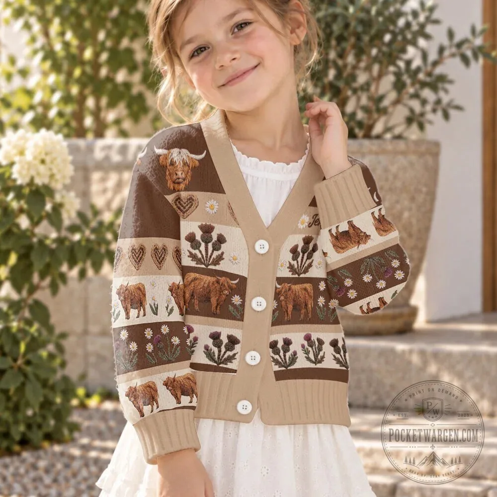 Highland Cow Thistle Daisy Personalized Knitted Cardigan Sweater for Women 21 Highland Cow Thistle Daisy Personalized Knitted Cardigan Sweater for Women