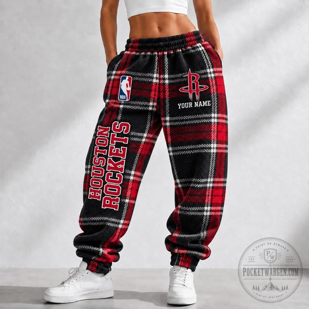 Houston Rockets NBA Plaid Custom Name Jogger Pants for Fan Houston Rockets NBA Plaid Custom Name Jogger Pants for Fan