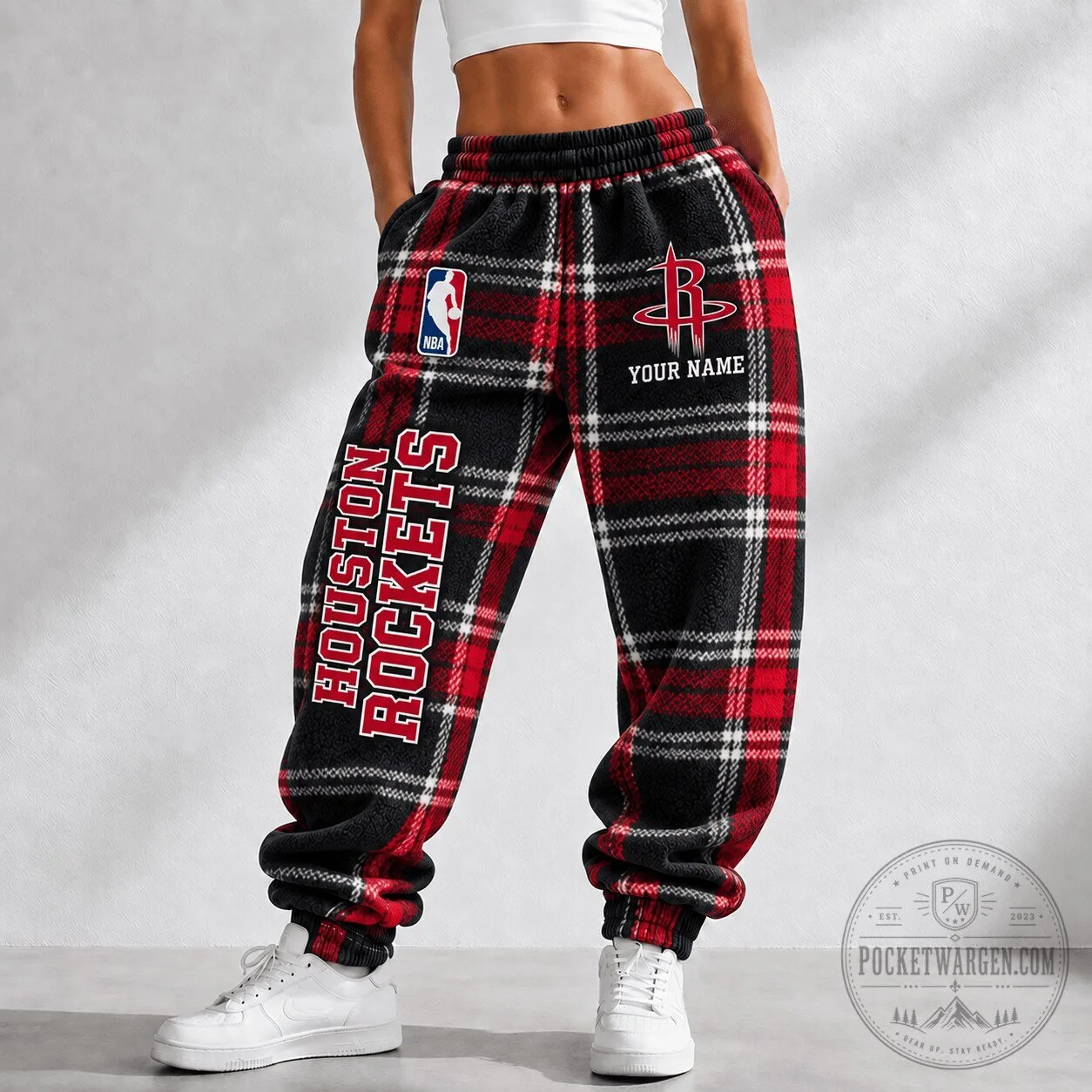 Houston Rockets NBA Plaid Custom Name Jogger Pants for Fan