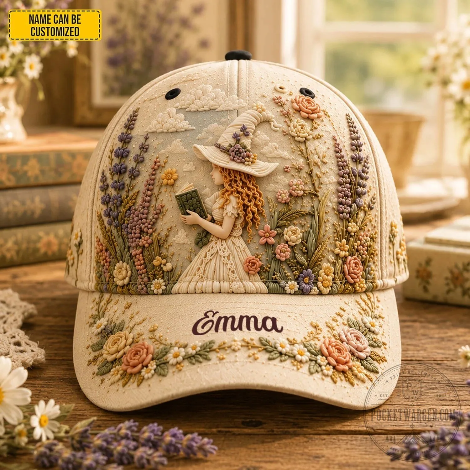 Personalized Enchanted Garden Witch Floral Embroidered Baseball Cap Hat 2 Personalized Enchanted Garden Witch Floral Embroidered Baseball Cap Hat