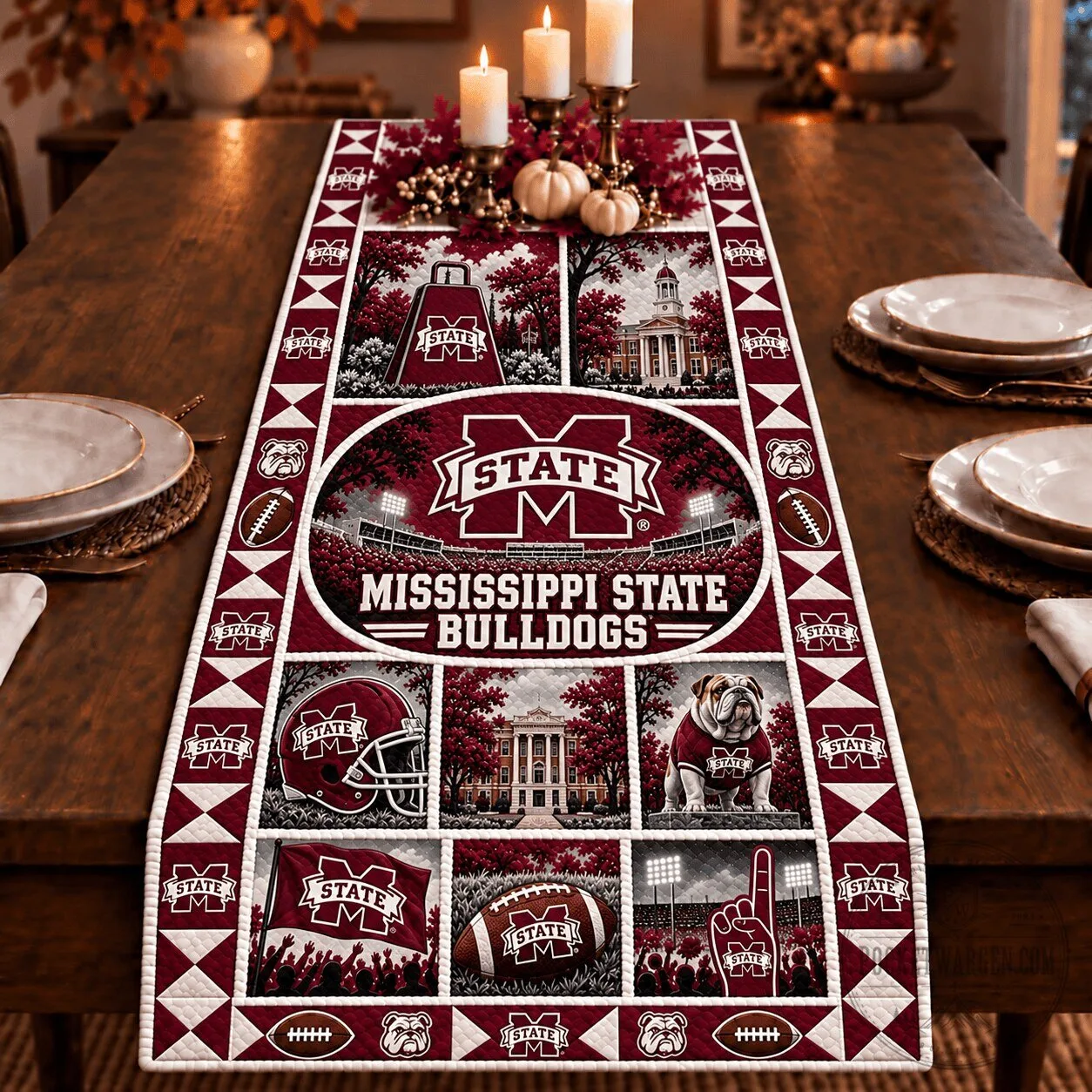 Mississippi State Bulldogs NCAA Collegiate Heritage Quilted Table Runner 2 Mississippi State Bulldogs NCAA Collegiate Heritage Quilted Table Runner