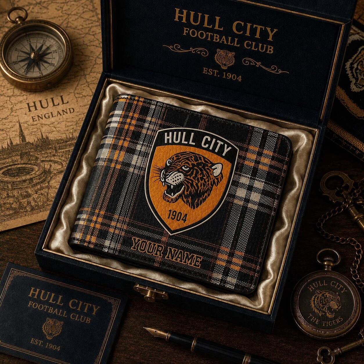 Hull City Football Club Plaid Pattern Personalized Wallet