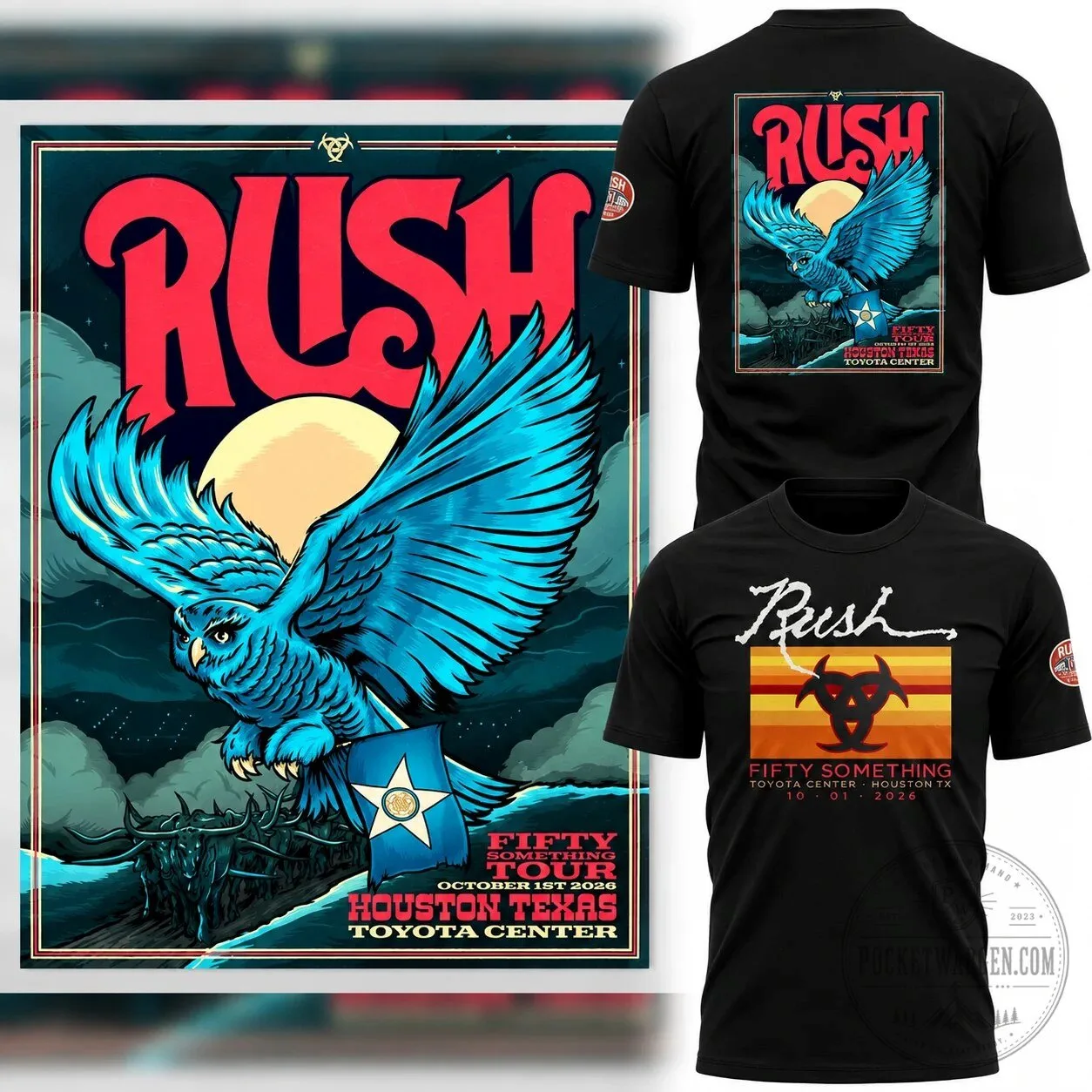 Rush Band Fifty Something Tour Houston Texas October 2026 Concert T-Shirt
