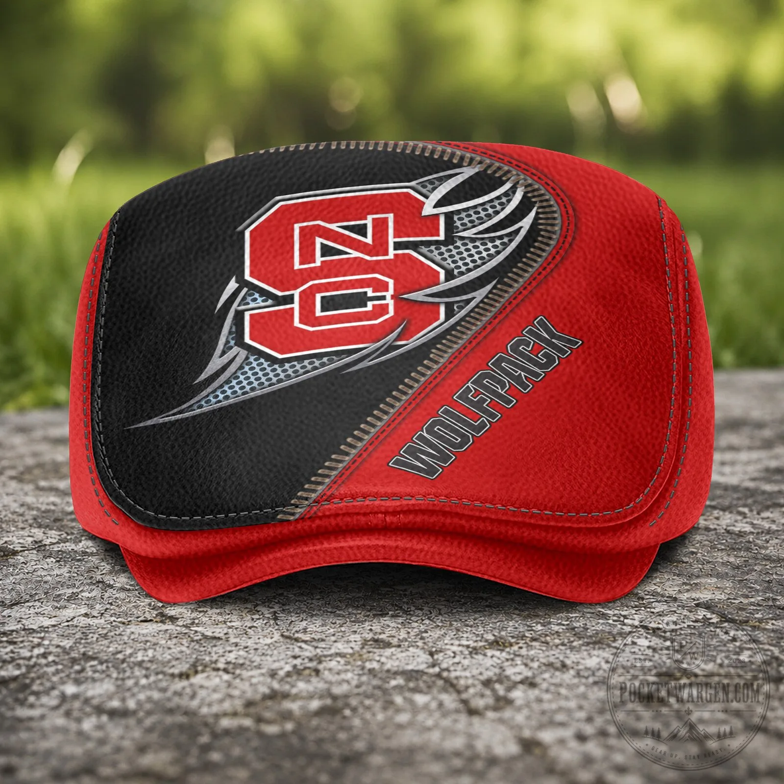 North Carolina State Wolfpack NCAA Golf Flat Cap, Red and Black Wolfpack Hat 10 North Carolina State Wolfpack NCAA Golf Flat Cap, Red and Black Wolfpack Hat