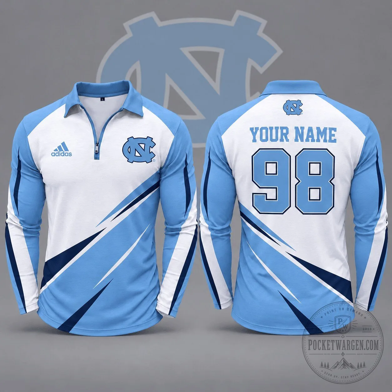 North Carolina Tar Heels Personalized Name and Number Long Sleeve Polo Shirt 2 North Carolina Tar Heels Personalized Name and Number Long Sleeve Polo Shirt
