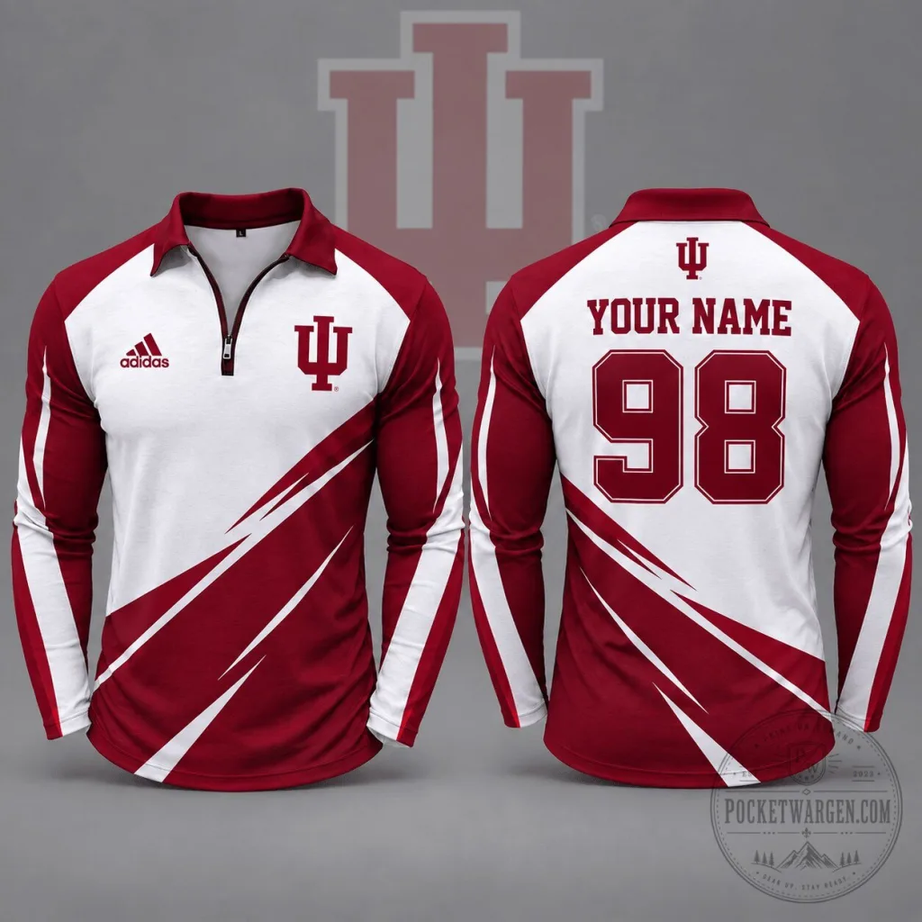 Indiana Hoosiers Personalized Name and Number Dynamic Strike Long Sleeve Polo Shirt Indiana Hoosiers Personalized Name and Number Dynamic Strike Long Sleeve Polo Shirt