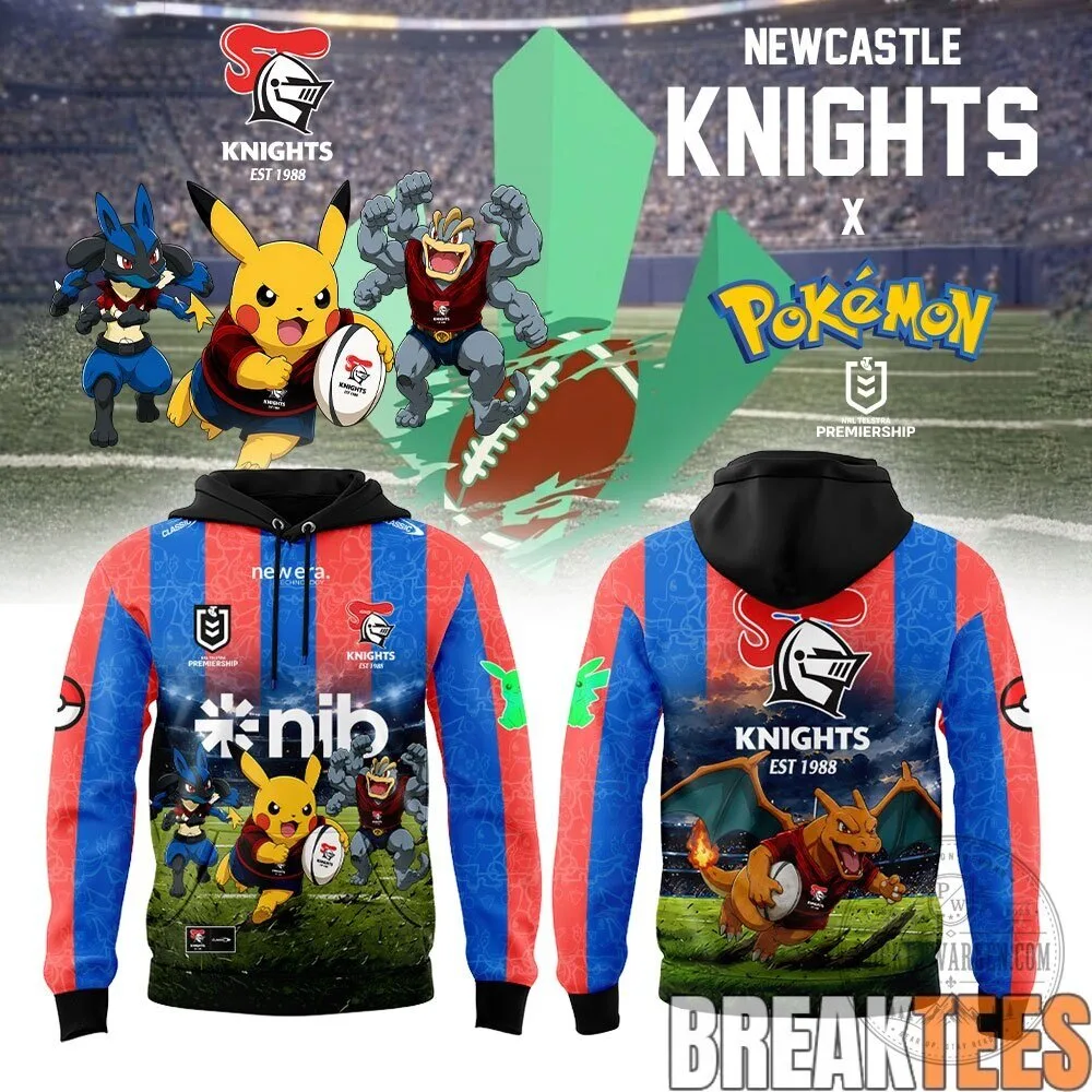 Newcastle Knights Rugby League Pokémon Pikachu Charizard All Over Print Hoodie