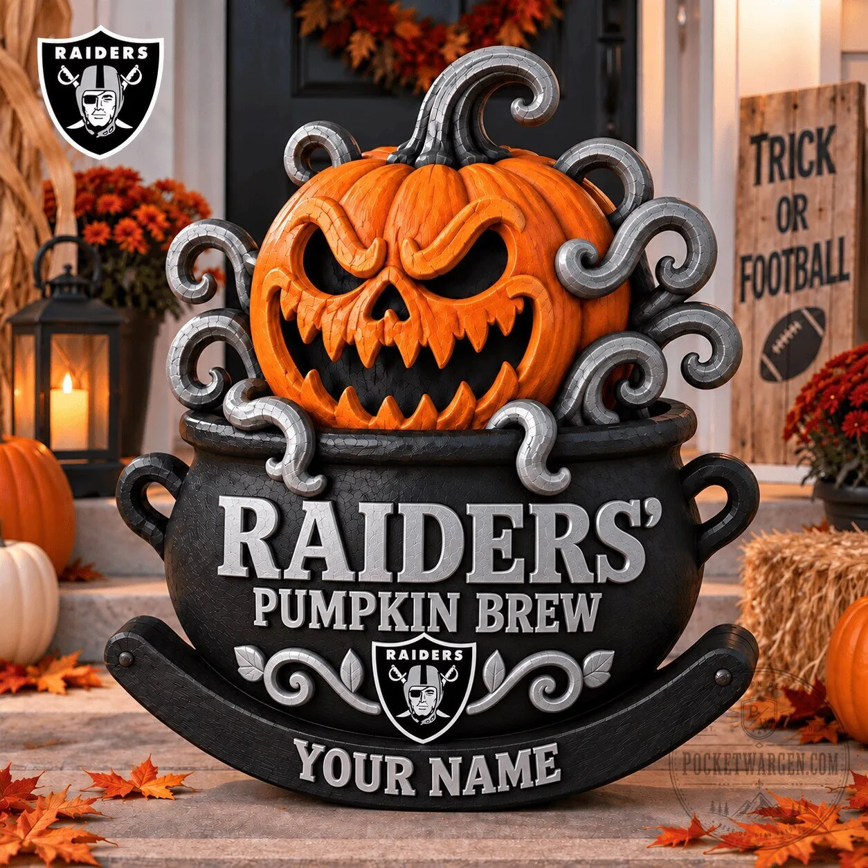 Las Vegas Raiders Halloween Pumpkin Brew Cauldron Personalized Decoration