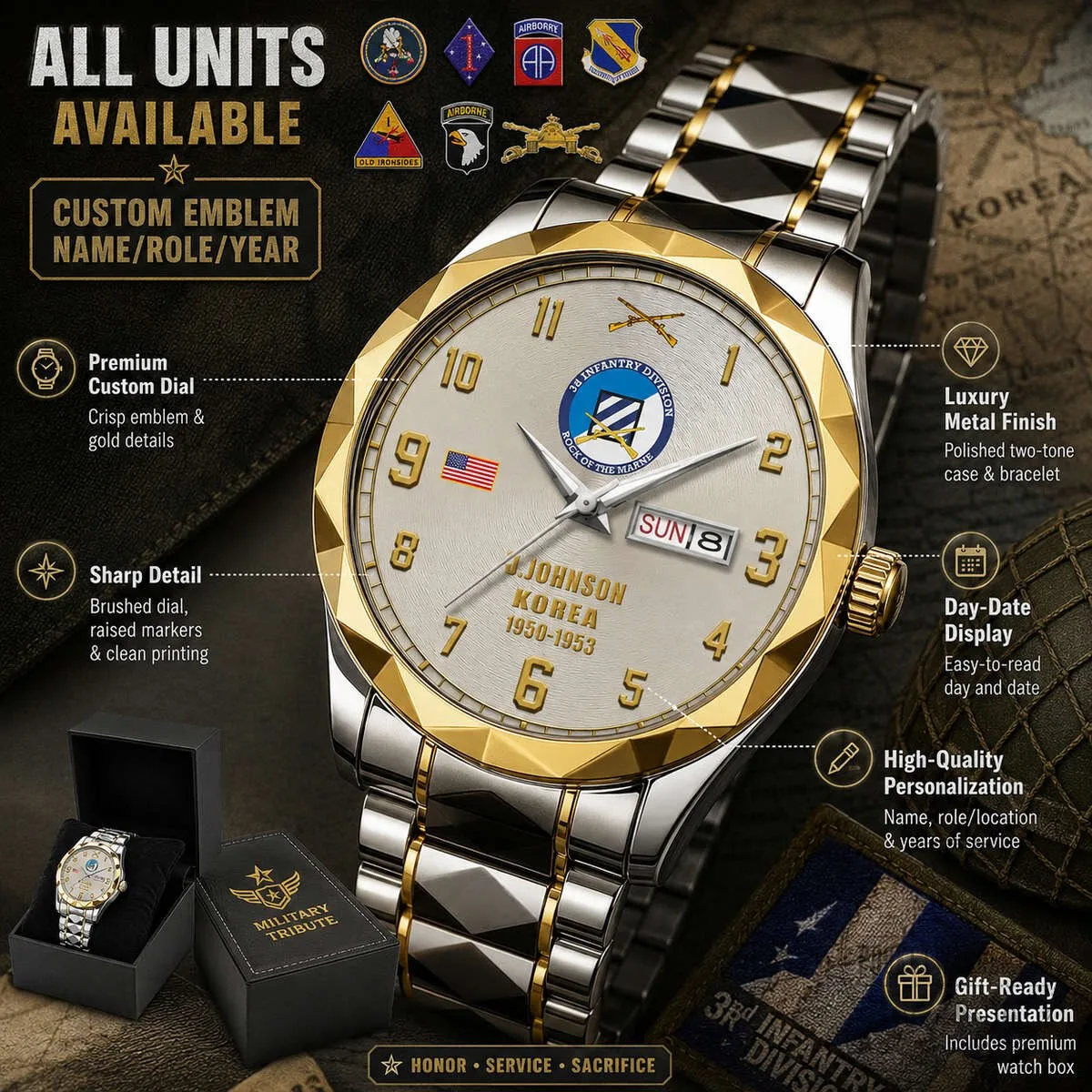 United States Army Vietnam Veteran Personalized Stainless Steel Watch 17 United States Army Vietnam Veteran Personalized Stainless Steel Watch