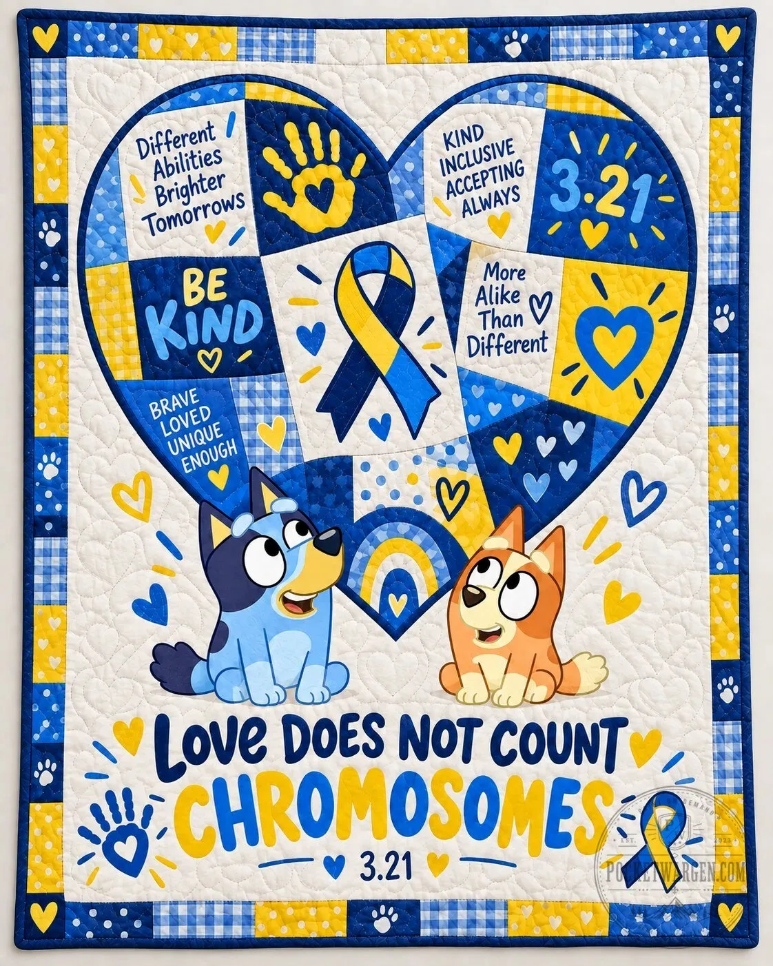 Bluey Down Syndrome Awareness Love Does Not Count Chromosomes Quilt 2 Bluey Down Syndrome Awareness Love Does Not Count Chromosomes Quilt