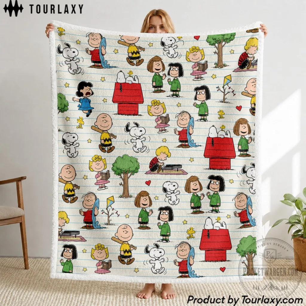 Snoopy Peanuts Gang Sherpa Fleece Blanket Snoopy Peanuts Gang Sherpa Fleece Blanket