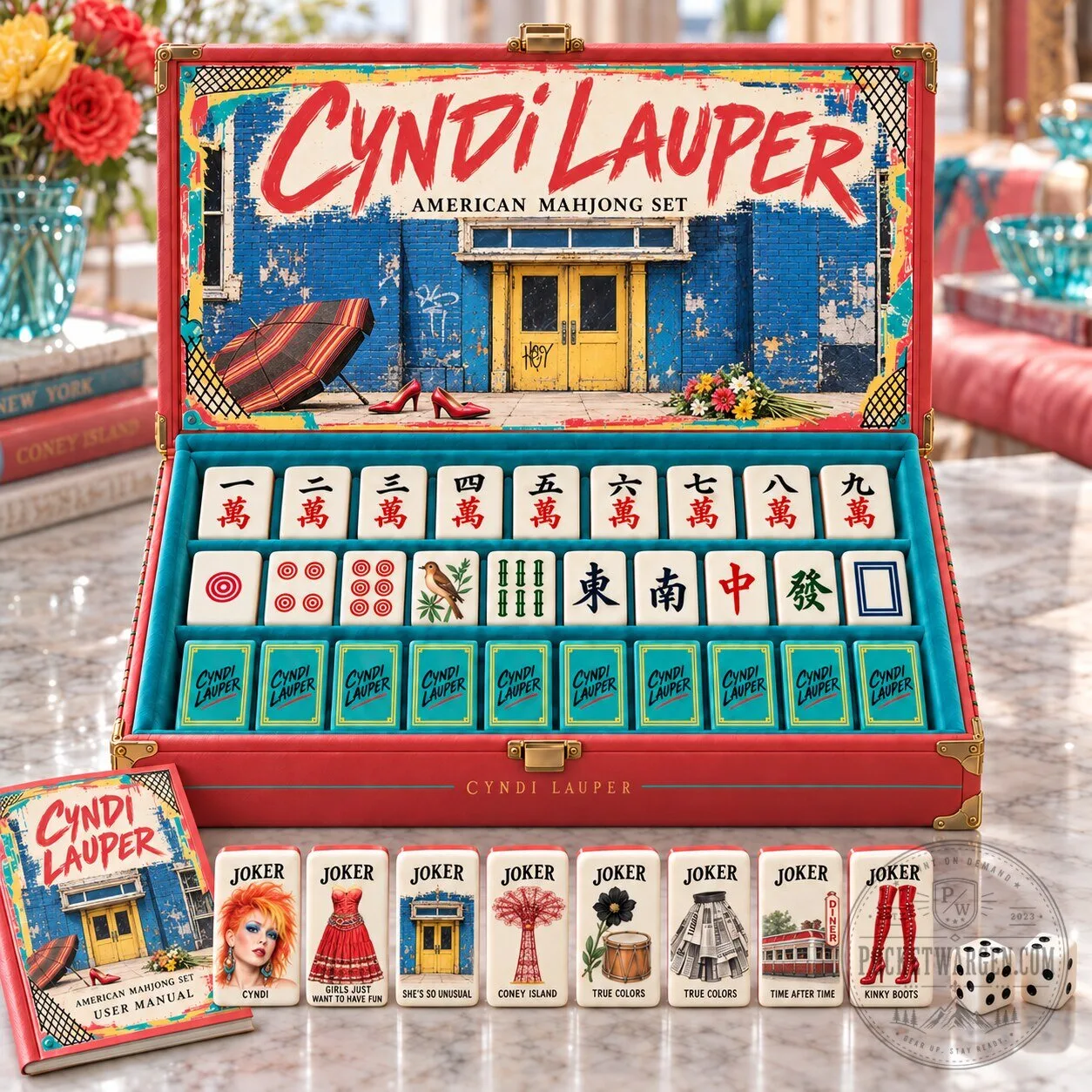 Cyndi Lauper American Mahjong Game Set with Custom Tiles and Case 5 Cyndi Lauper American Mahjong Game Set with Custom Tiles and Case