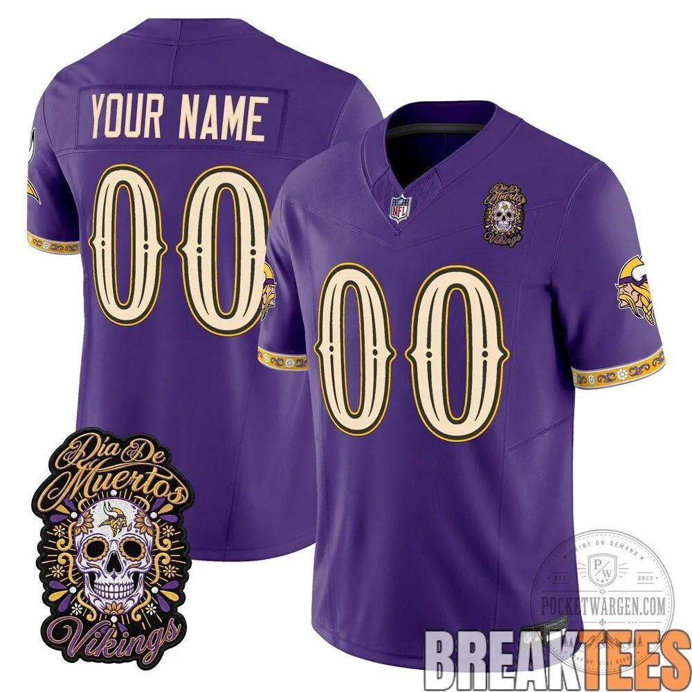 Minnesota Vikings Football Día de los Muertos Custom Football Jersey