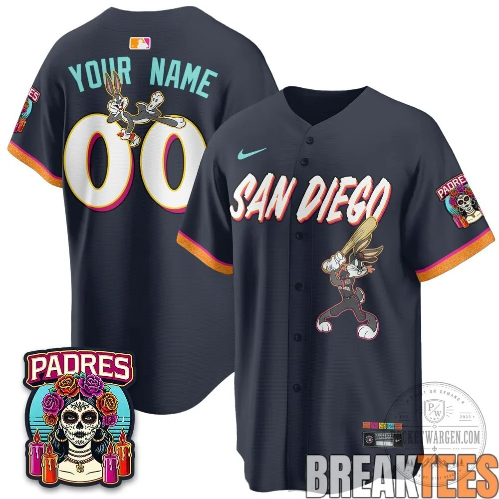 San Diego Padres Bugs Bunny Baseball Jersey Custom Name and Number 51 San Diego Padres Bugs Bunny Baseball Jersey Custom Name and Number