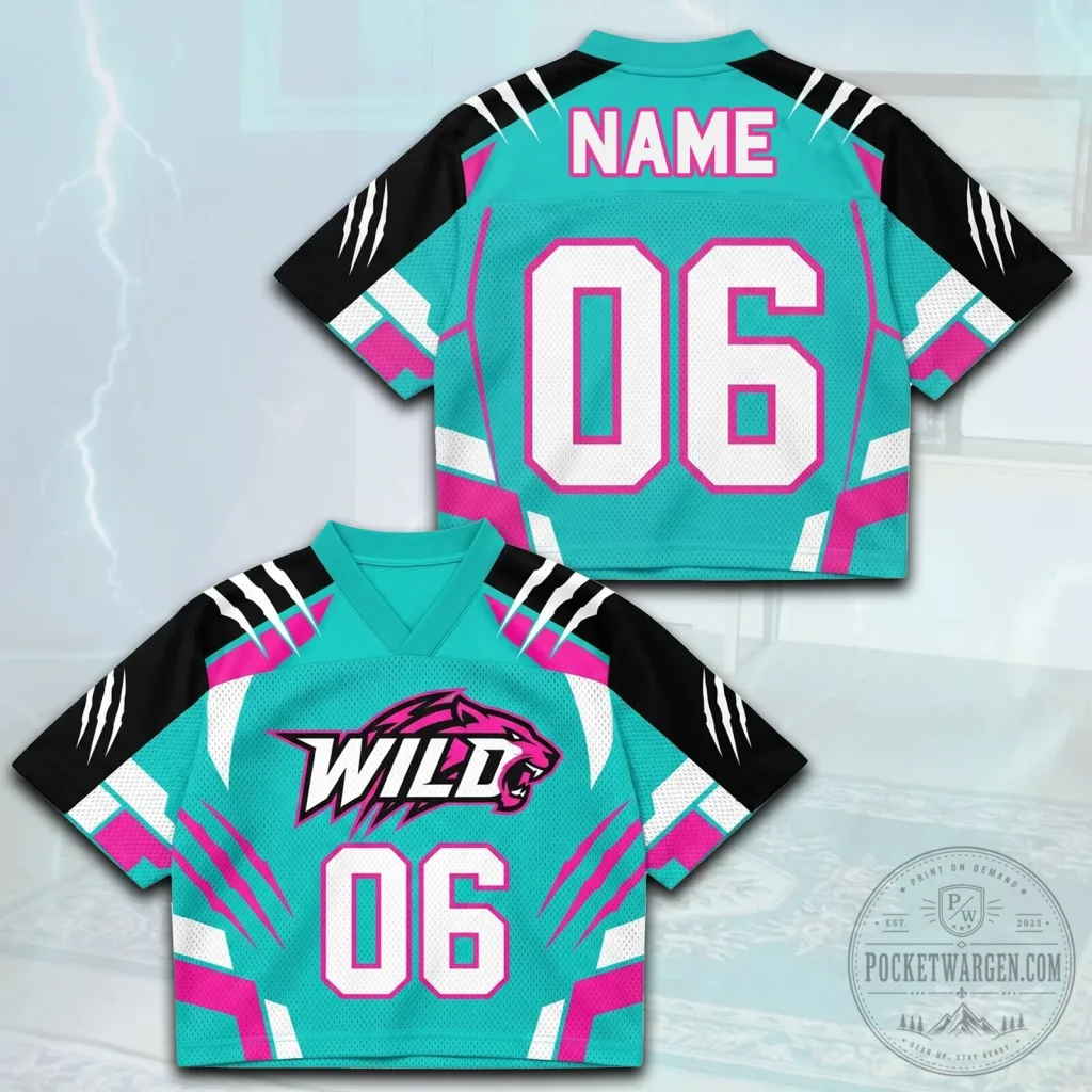 Wild Club Sporty Wave Mixed Mesh Teal Pink Football Jersey Wild Club Sporty Wave Mixed Mesh Teal Pink Football Jersey