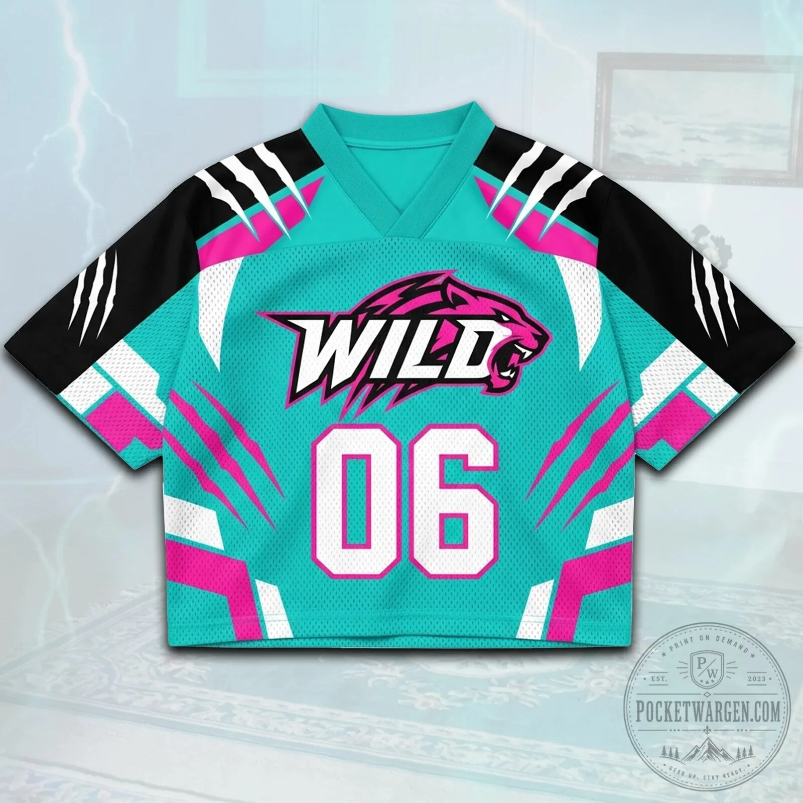 Wild Club Sporty Wave Mixed Mesh Teal Pink Football Jersey 8 Wild Club Sporty Wave Mixed Mesh Teal Pink Football Jersey