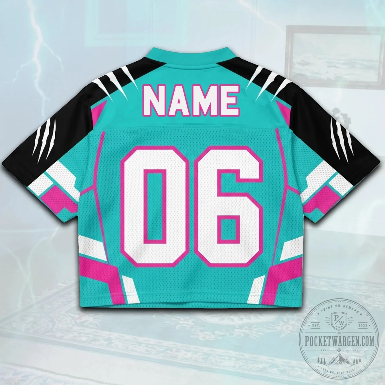 Wild Club Sporty Wave Mixed Mesh Teal Pink Football Jersey 9 Wild Club Sporty Wave Mixed Mesh Teal Pink Football Jersey