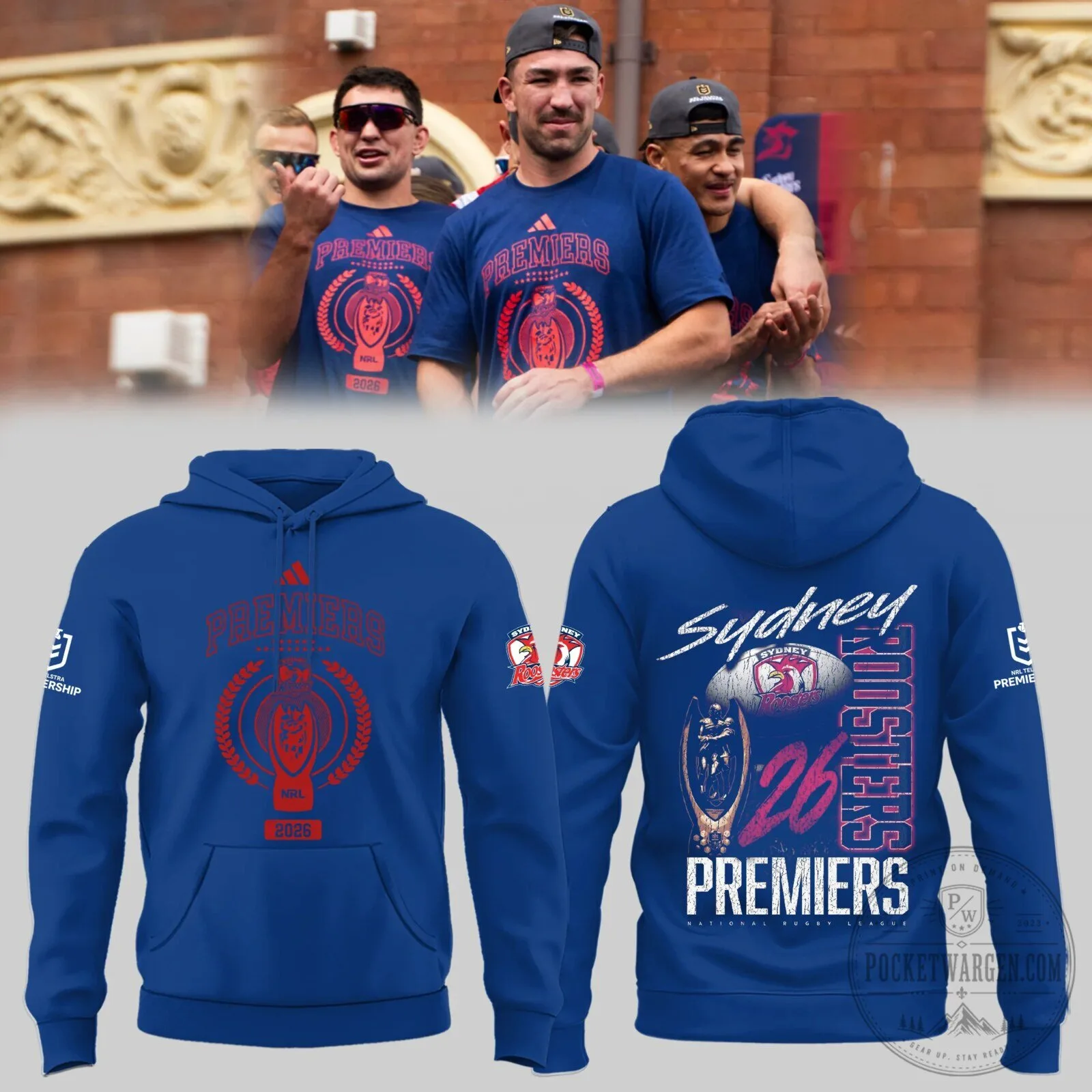 Sydney Roosters National Rugby League Premiers 2026 Blue Hoodie 5 Sydney Roosters National Rugby League Premiers 2026 Blue Hoodie