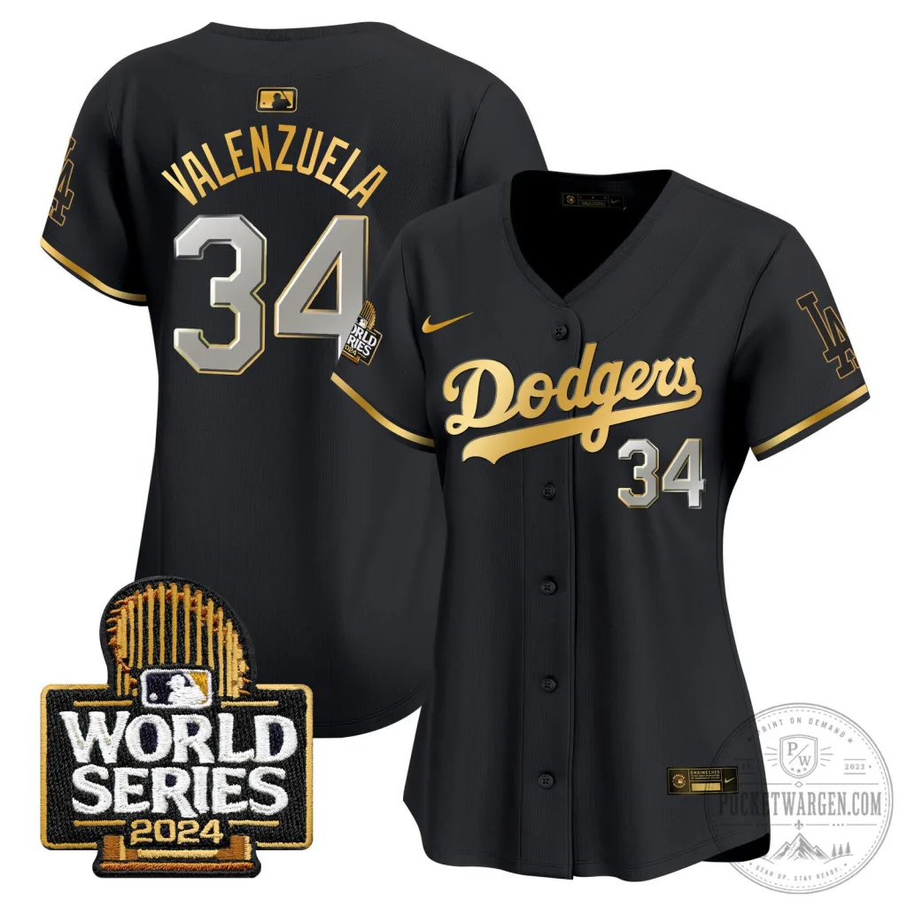 Los Angeles Dodgers 2024 World Series Gold Trim Baseball Jersey Los Angeles Dodgers 2024 World Series Gold Trim Baseball Jersey