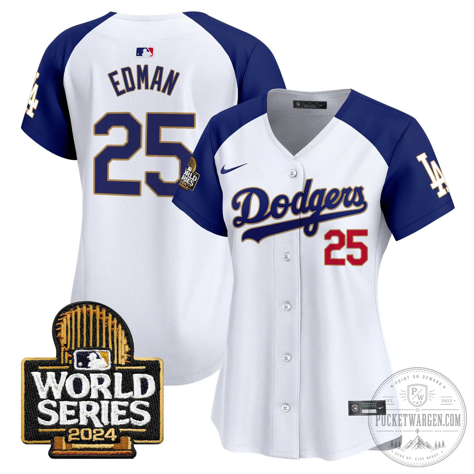 Los Angeles Dodgers 2024 World Series Gold Trim Baseball Jersey 102 Los Angeles Dodgers 2024 World Series Gold Trim Baseball Jersey