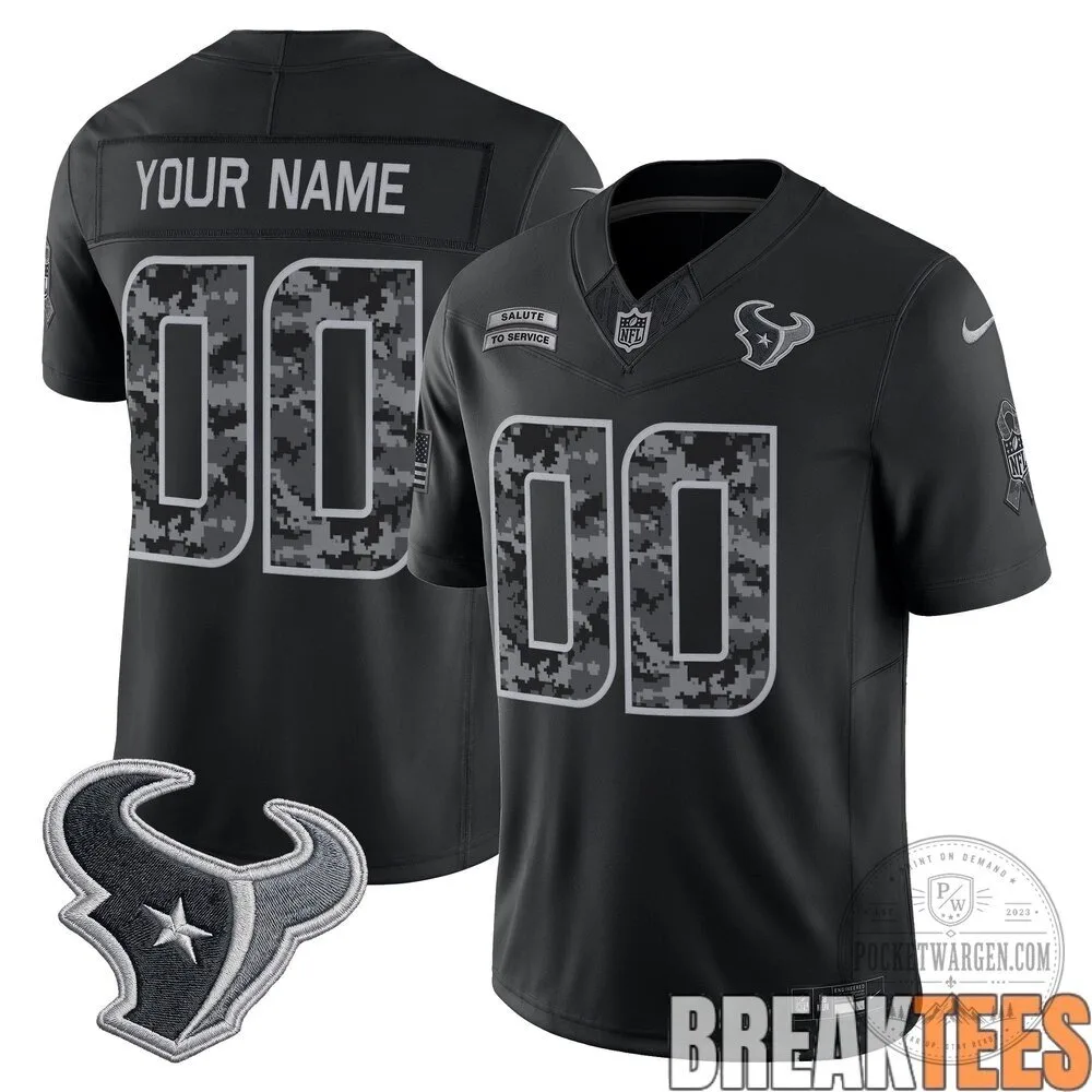 Houston Texans Salute To Service Custom Black Digital Camo Football Jersey