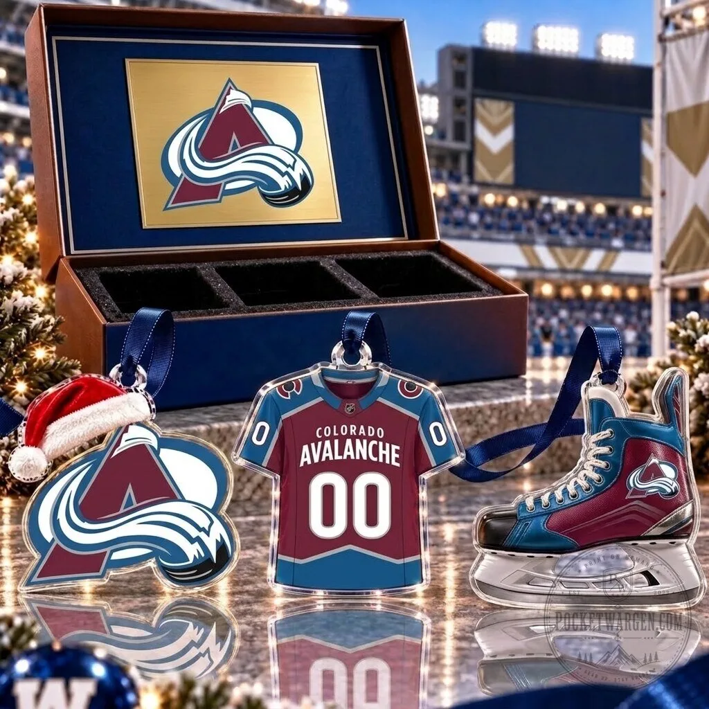 Colorado Avalanche NHL Team Logo Jersey Ice Skate Christmas Ornaments Set