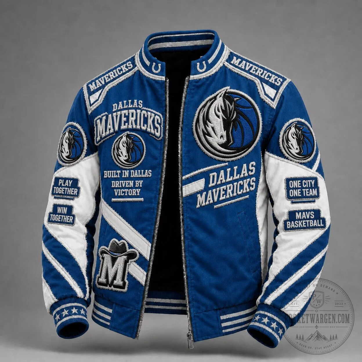 Dallas Mavericks Basketball Team Full-Zip Bomber Jacket for Men