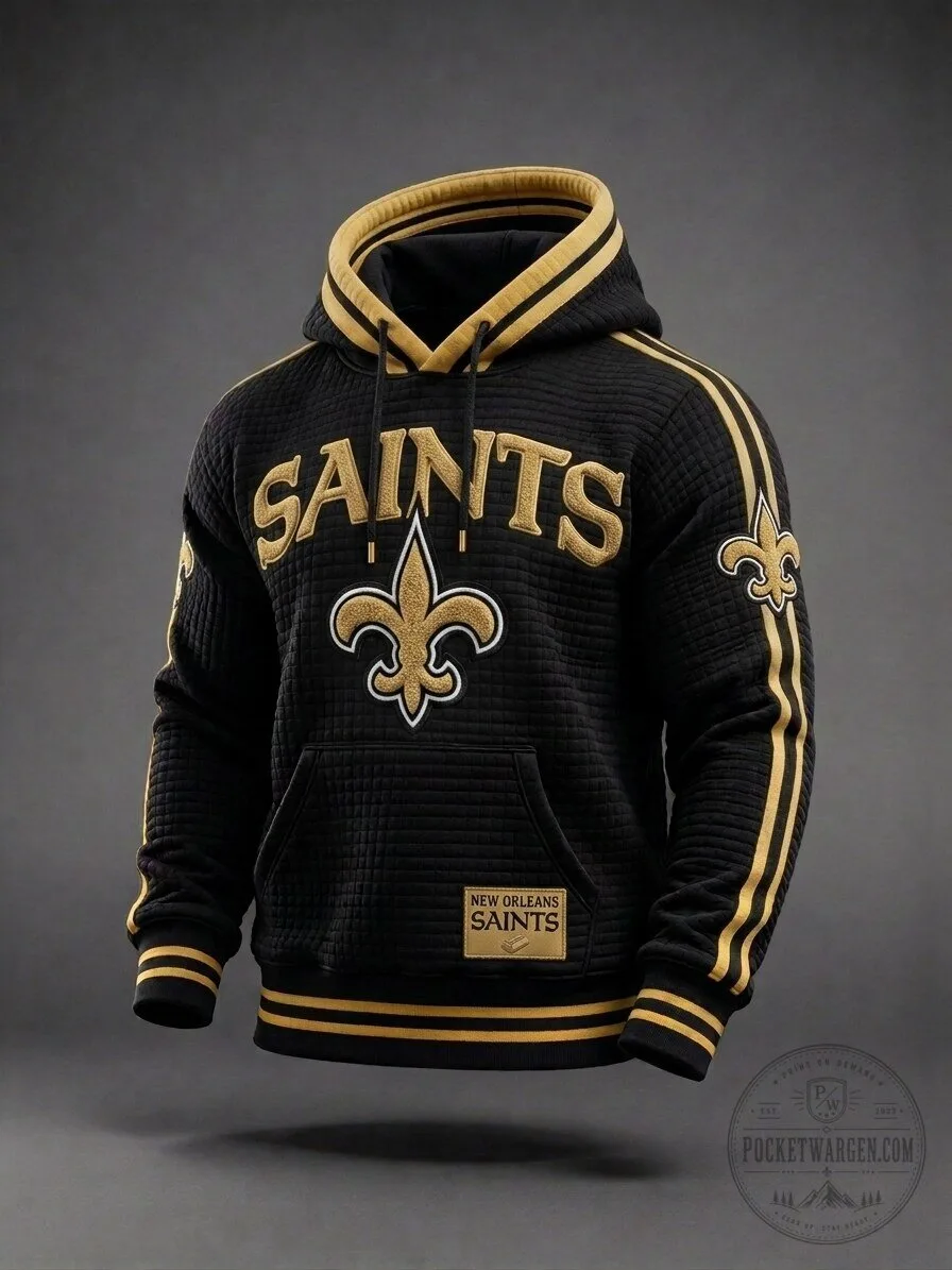 New Orleans Saints Black and Gold Quilted Football Team Hoodie 2 New Orleans Saints Black and Gold Quilted Football Team Hoodie