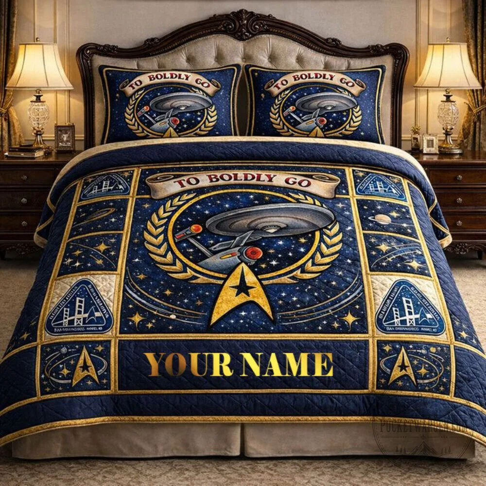 Star Trek To Boldly Go Enterprise Personalized Quilt Bedding Set 5 Star Trek To Boldly Go Enterprise Personalized Quilt Bedding Set