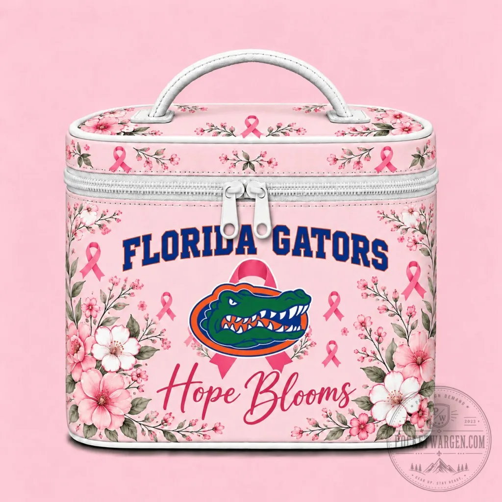 Florida Gators Breast Cancer Awareness Hope Blooms Cosmetic Bag Florida Gators Breast Cancer Awareness Hope Blooms Cosmetic Bag