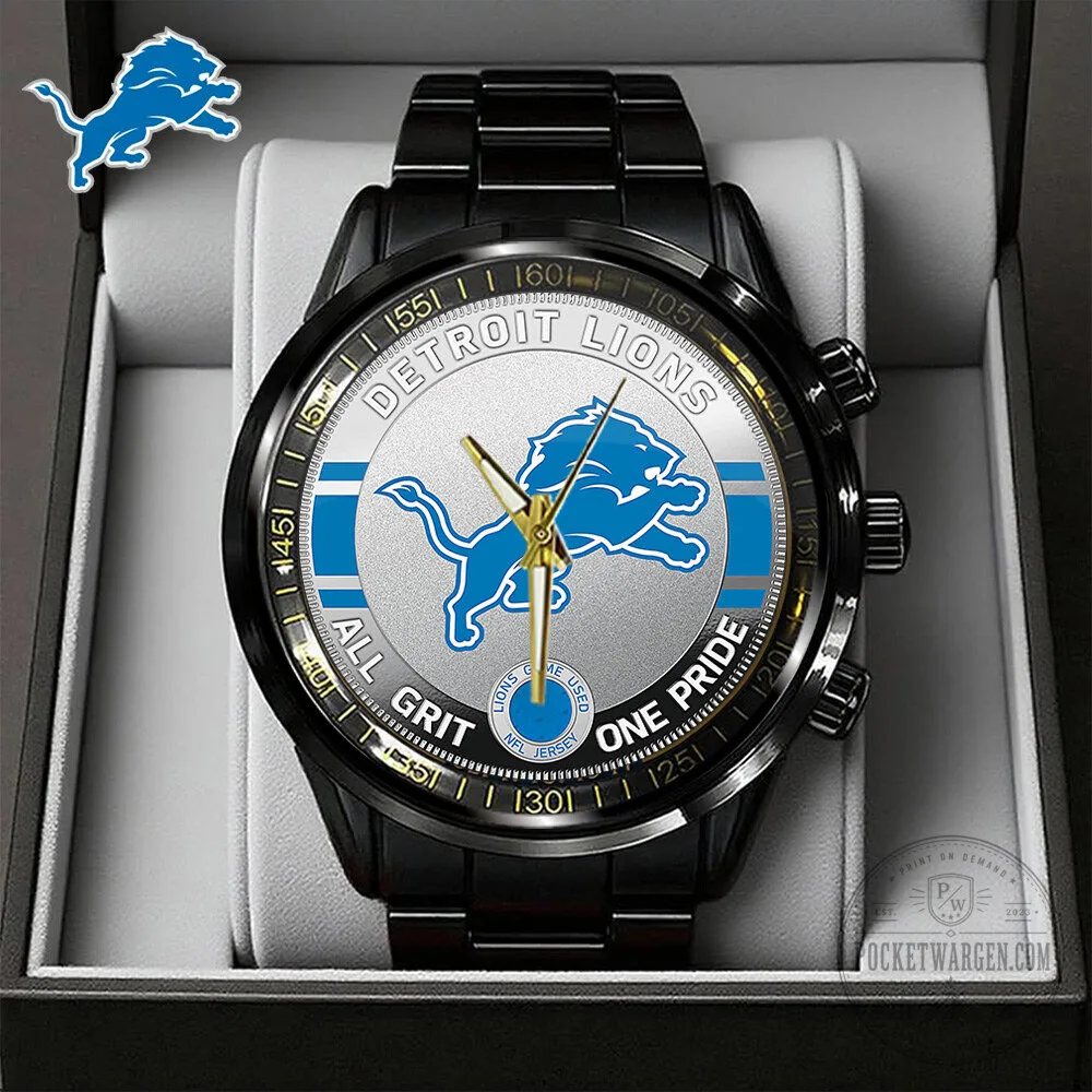 Detroit Lions All Grit One Pride Black Stainless Steel Watch