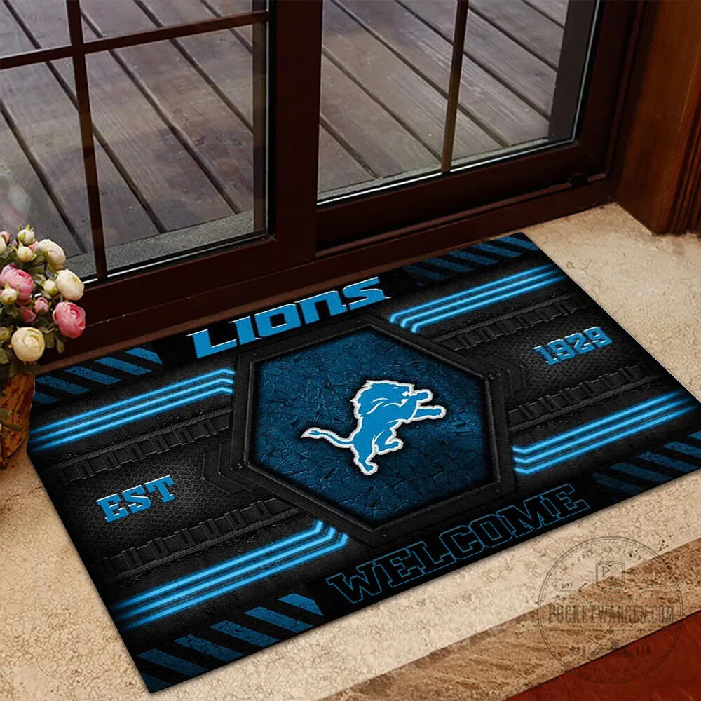 Detroit Lions Football Team Logo Welcome Home Doormat 10 Detroit Lions Football Team Logo Welcome Home Doormat