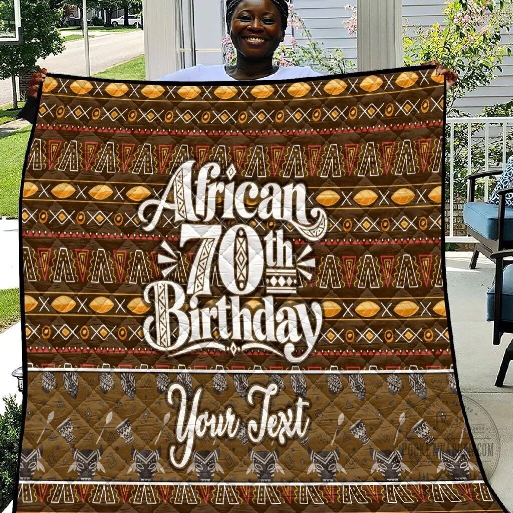 Personalized African 70th Birthday Tribal Pattern Mudcloth Heritage Art Quilt