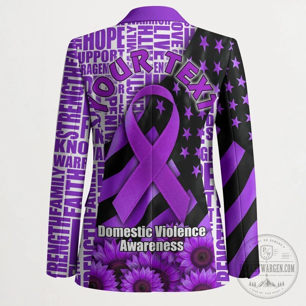 Domestic Violence Awareness Strong Woman Purple Ribbon Sunflower Flag Blazer Jacket 11 Domestic Violence Awareness Strong Woman Purple Ribbon Sunflower Flag Blazer Jacket