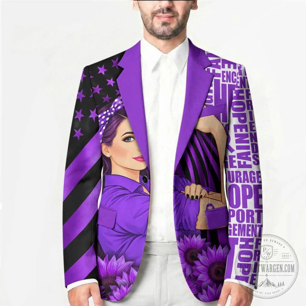 Domestic Violence Awareness Strong Woman Purple Ribbon Sunflower Flag Blazer Jacket 12 Domestic Violence Awareness Strong Woman Purple Ribbon Sunflower Flag Blazer Jacket