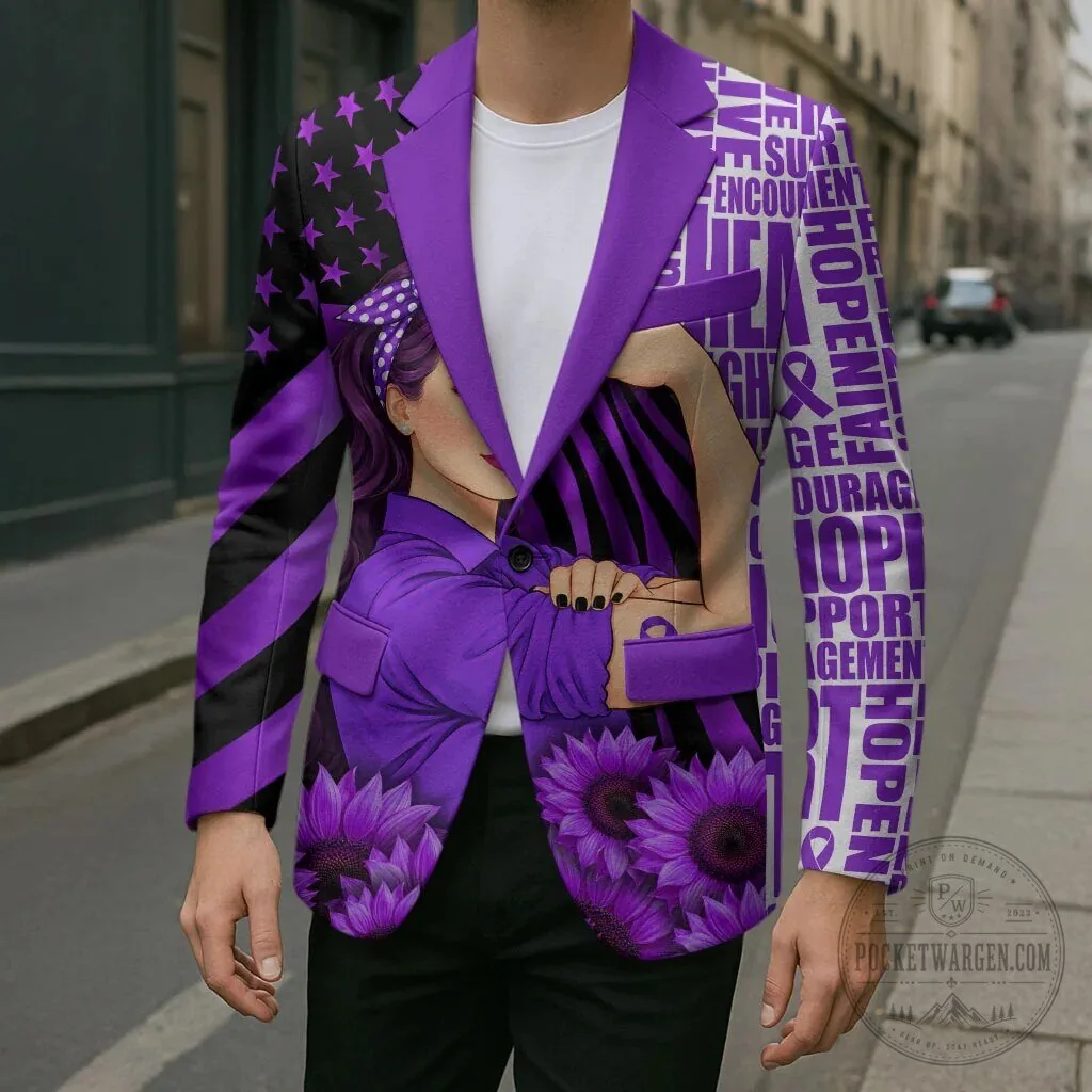 Domestic Violence Awareness Strong Woman Purple Ribbon Sunflower Flag Blazer Jacket 14 Domestic Violence Awareness Strong Woman Purple Ribbon Sunflower Flag Blazer Jacket