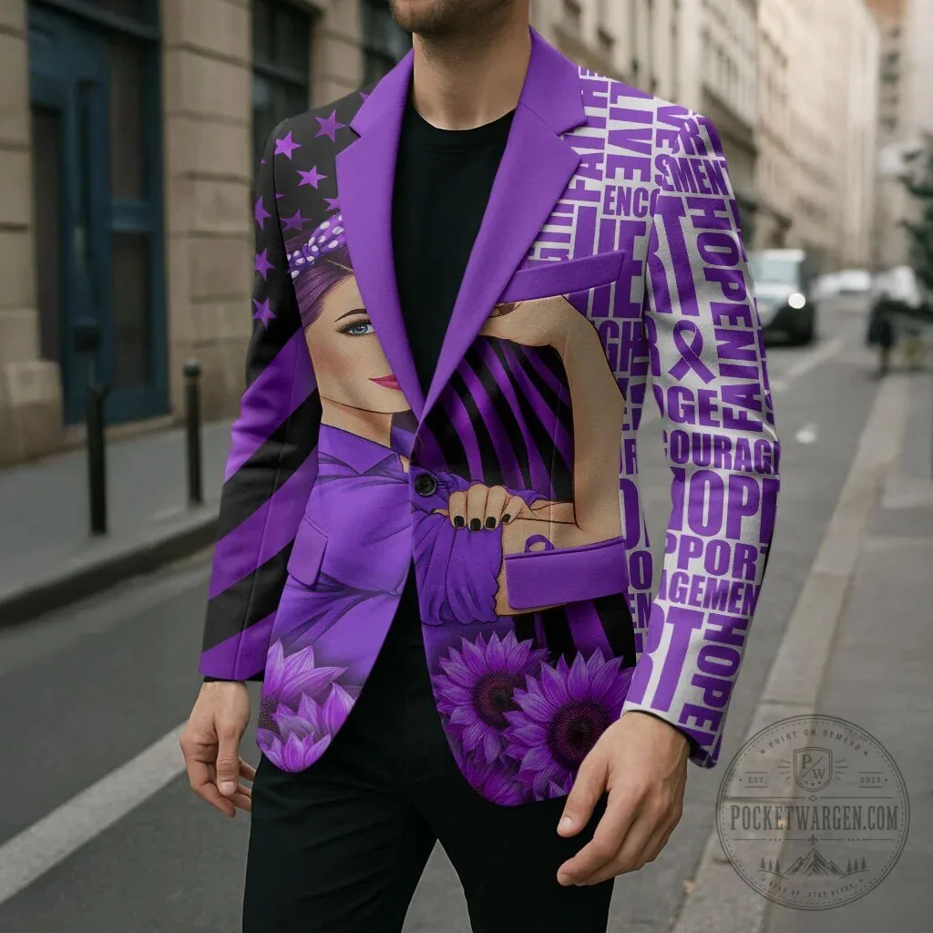 Domestic Violence Awareness Strong Woman Purple Ribbon Sunflower Flag Blazer Jacket 15 Domestic Violence Awareness Strong Woman Purple Ribbon Sunflower Flag Blazer Jacket