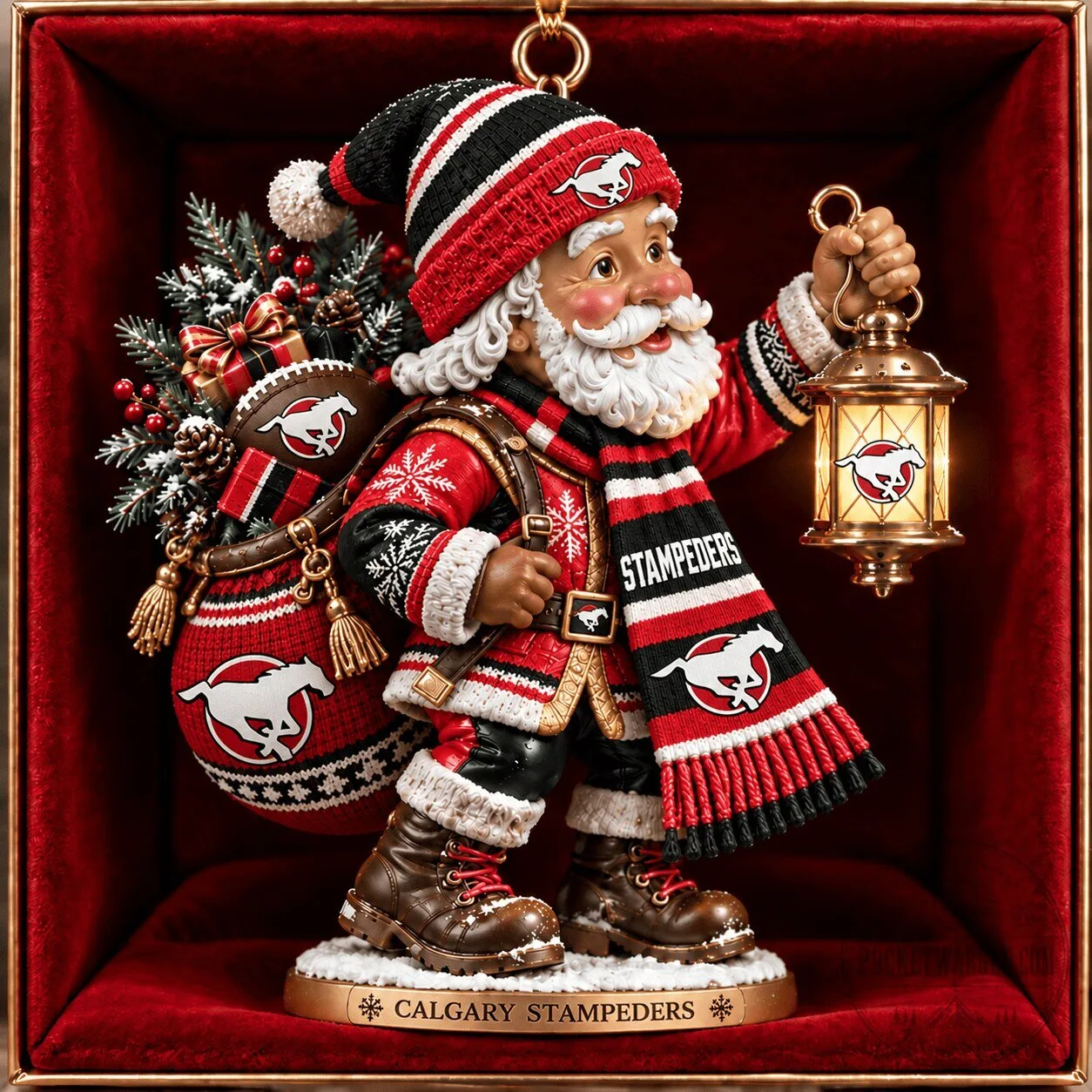 Calgary Stampeders Football Santa Claus Christmas Holiday Ornament