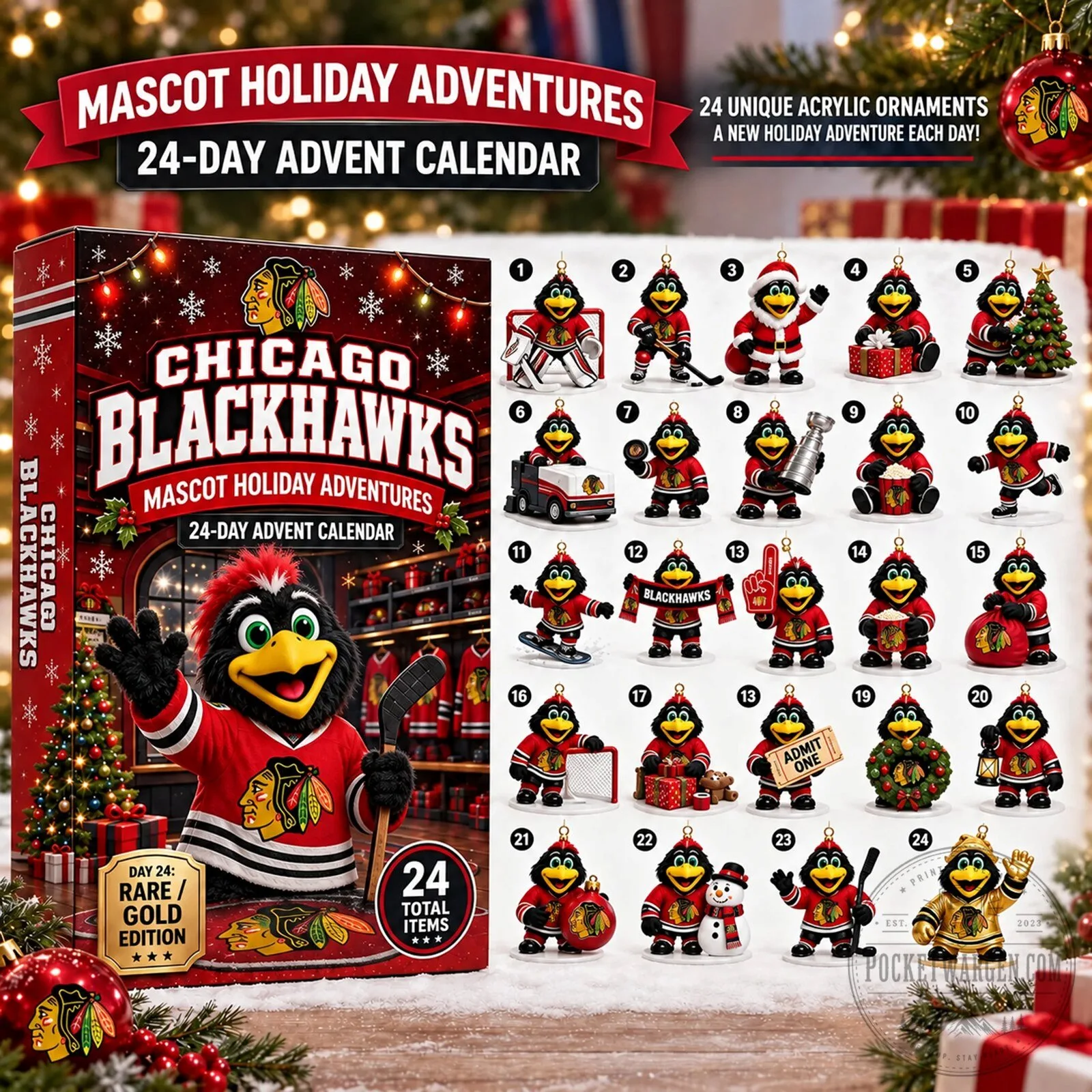 Chicago Blackhawks Mascot Holiday Adventures 24-Day Advent Calendar 1 Chicago Blackhawks Mascot Holiday Adventures 24-Day Advent Calendar