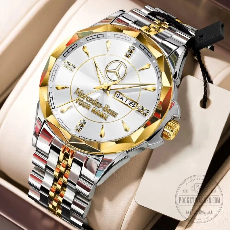 Mercedes-Benz Custom Name Elegant Design Gold and Silver Watch 17 Mercedes-Benz Custom Name Elegant Design Gold and Silver Watch