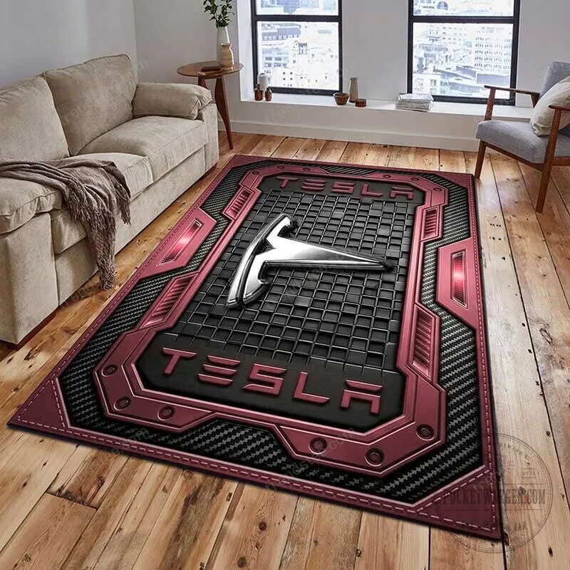 Tesla Logo Red and Black Industrial Style Welcome Floor Mat Rug 12 Tesla Logo Red and Black Industrial Style Welcome Floor Mat Rug
