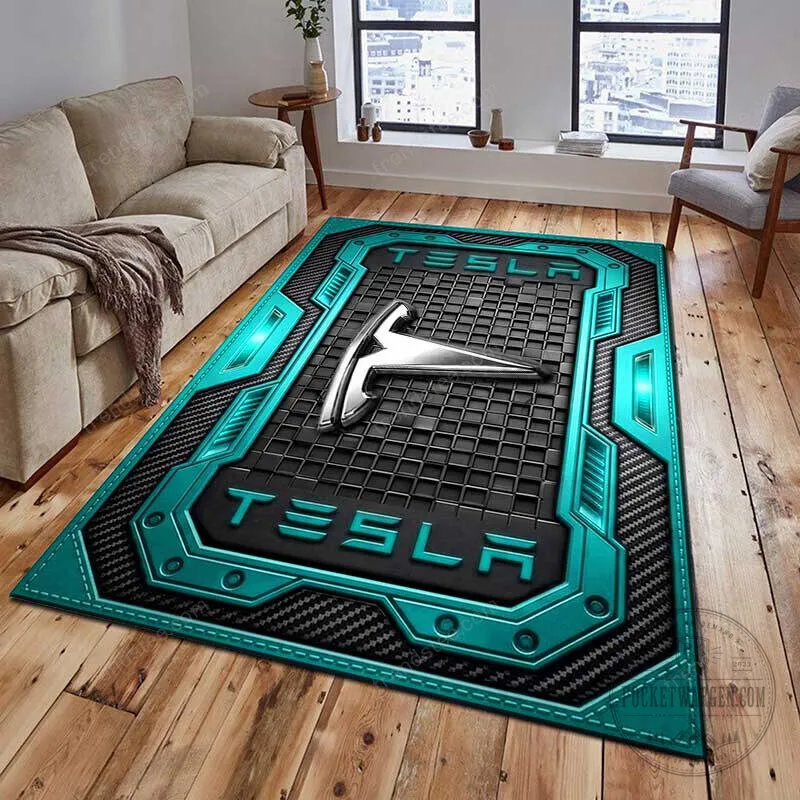 Tesla Logo Red and Black Industrial Style Welcome Floor Mat Rug 14 Tesla Logo Red and Black Industrial Style Welcome Floor Mat Rug