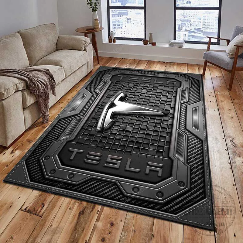Tesla Logo Red and Black Industrial Style Welcome Floor Mat Rug 15 Tesla Logo Red and Black Industrial Style Welcome Floor Mat Rug