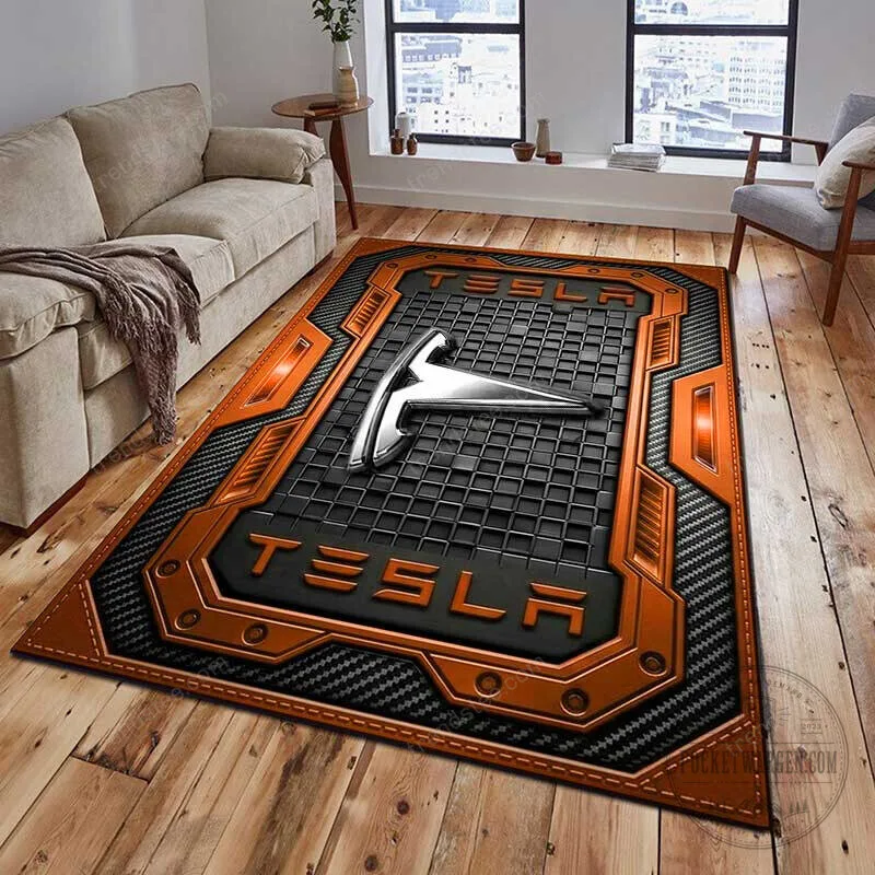 Tesla Logo Red and Black Industrial Style Welcome Floor Mat Rug 16 Tesla Logo Red and Black Industrial Style Welcome Floor Mat Rug
