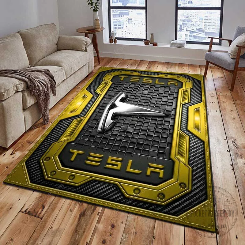 Tesla Logo Red and Black Industrial Style Welcome Floor Mat Rug 17 Tesla Logo Red and Black Industrial Style Welcome Floor Mat Rug